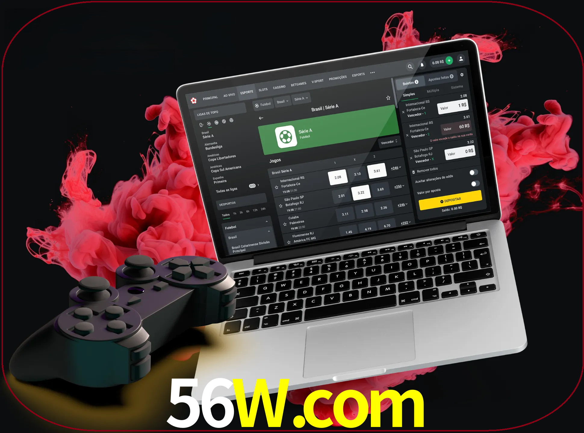 Visite a secção especial de jogos de vídeo em 56w para descobrir em que jogos pode apostar e ganhar muito dinheiro.